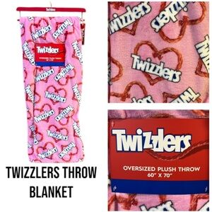 Twizzlers Oversized Plush Throw Blanket Pink Red Heart Shaped Twizzlers 60”x70”
